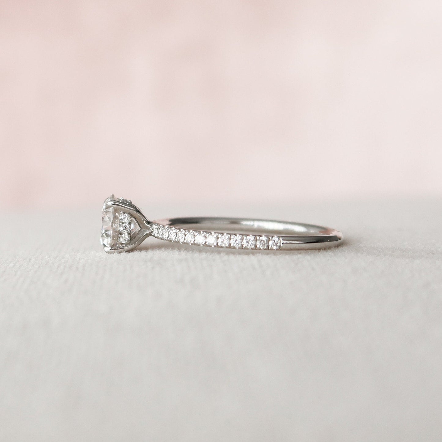 Hidden Halo Round Cut Paved Moissanite Diamond Wedding Ring