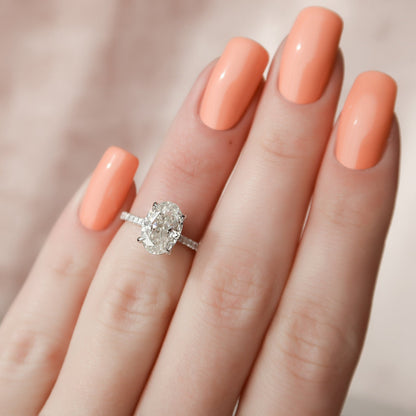 Hidden Halo Oval Cut Moissanite Wedding Band For Her Wify