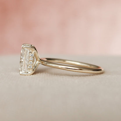 Solitaire Hidden Halo Radiant Cut Moissanite Engagement Ring