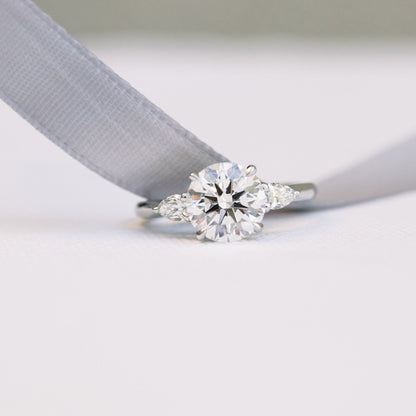 Three Stone Round Cut Moissanite Engagement Ring