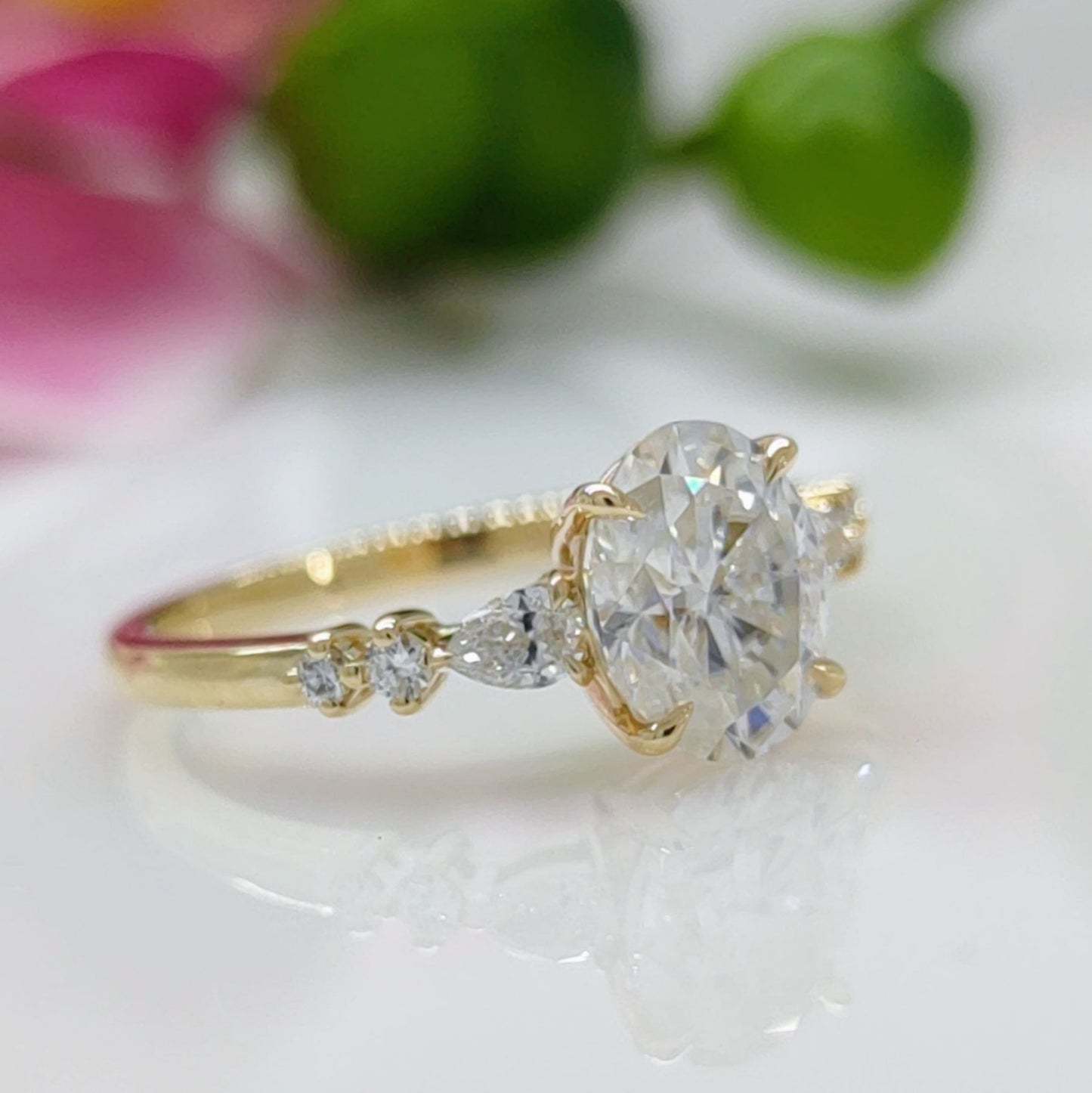 Stunning Oval Cut Moissanite Cluster Diamond Wedding Ring For Her