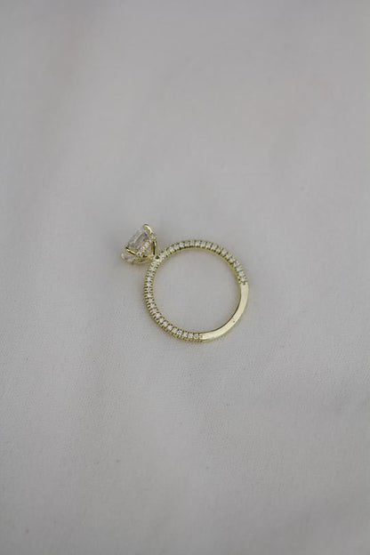 Hidden Halo Cushion Cut Moissanite Engagement Ring