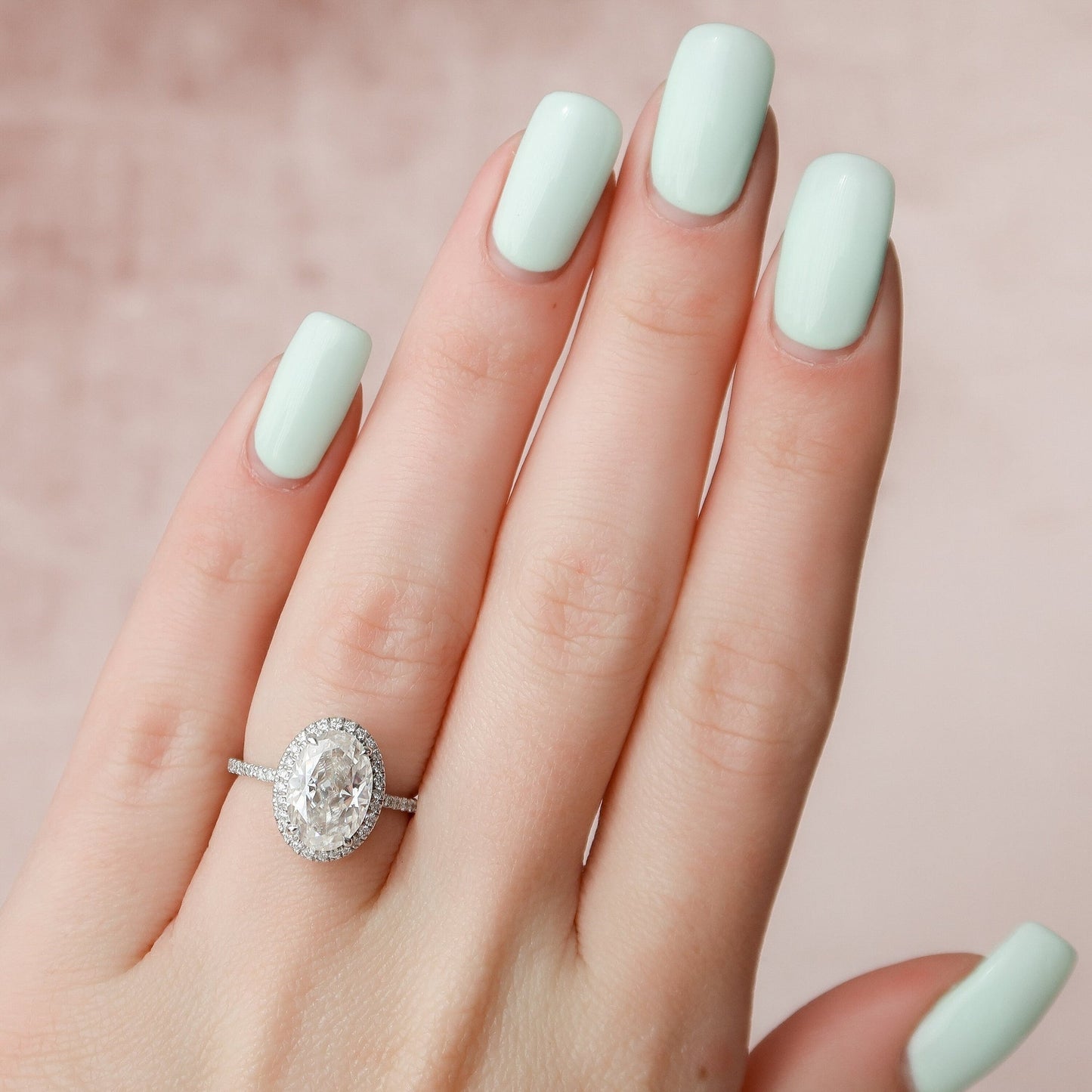 Starling Pave Halo Oval Cut Moissanite Promise Wedding RIng - JURA JEWEL