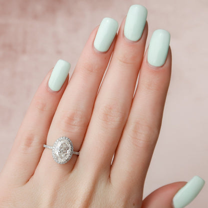 Starling Pave Halo Oval Cut Moissanite Promise Wedding RIng - JURA JEWEL