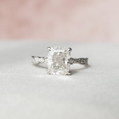 Elongated Cushion Cut Moissanite Proposal Bridal Ring For Her