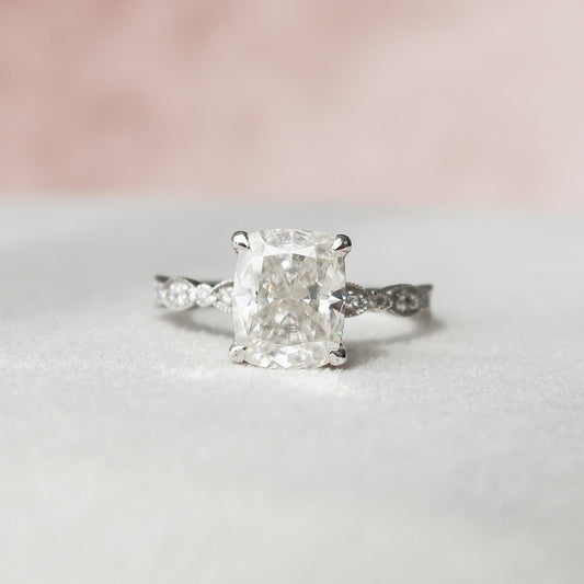 Elongated Cushion Cut Moissanite Proposal Bridal Ring For Her