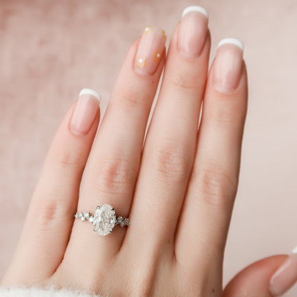 Hidden Halo Oval Cut Moissanite Bridesmaid Gift For Her