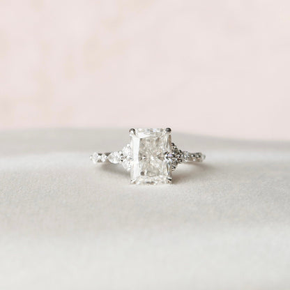 Cluster Radiant Cut Moissanite Engagement Ring For Her