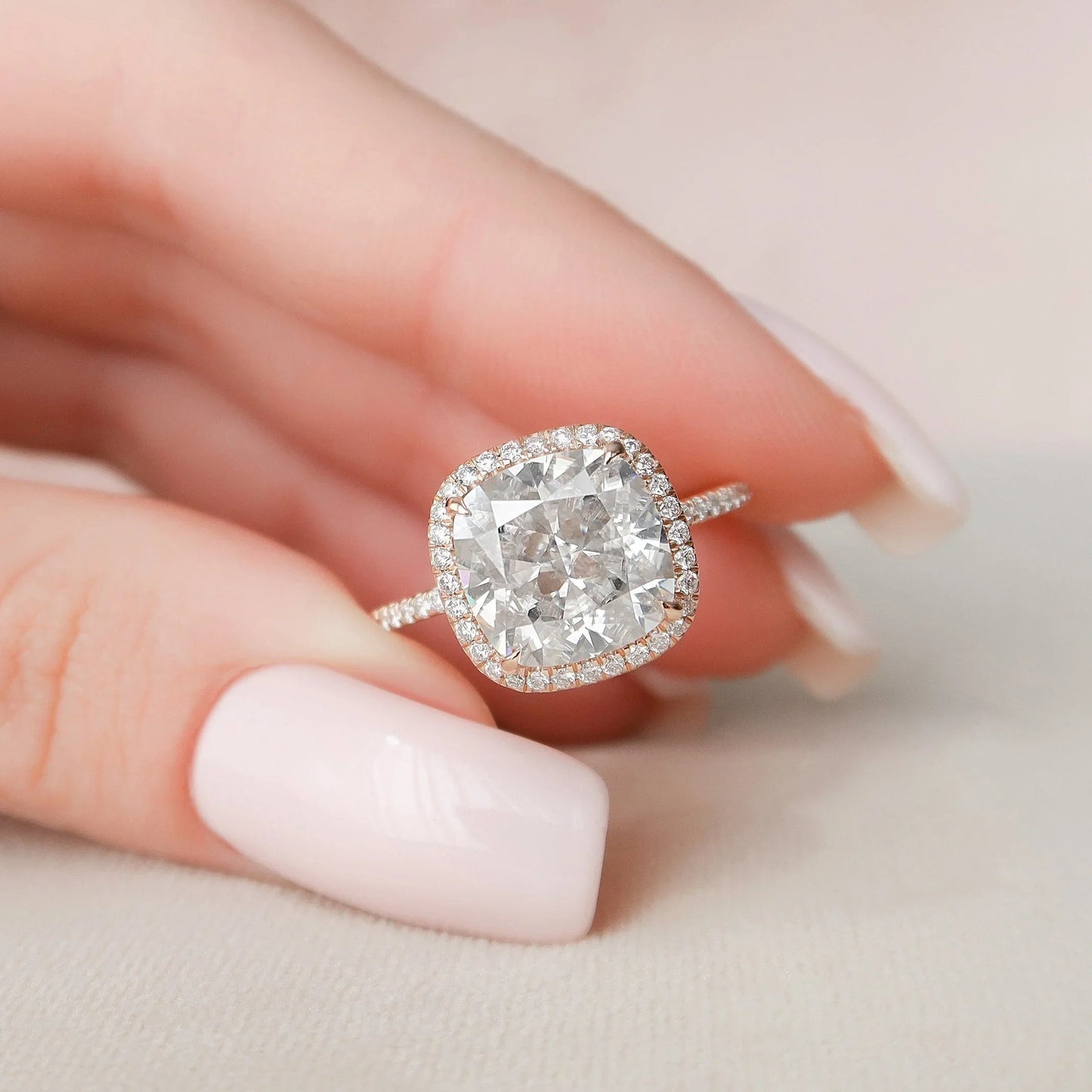 Halo Cushion Cut Moissanite Proposal Wedding Ring For Wify