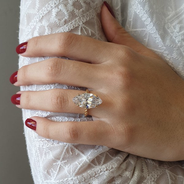Solitaire Marquise Moissanite Engagement Ring For Her