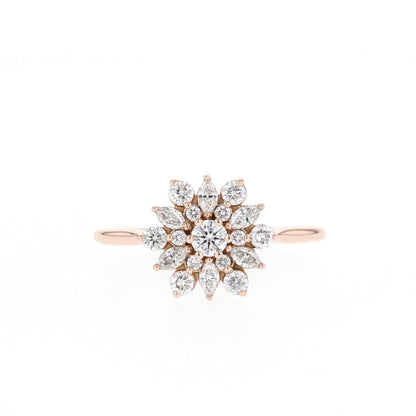 Foral Round Cut Moissanite Cluster Engagement Ring For Her