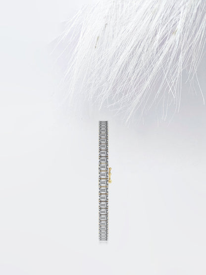 Emerald Tennis Colorless Moissanite Bridal Bracelet/ 10K Gold Engagement Bracelet