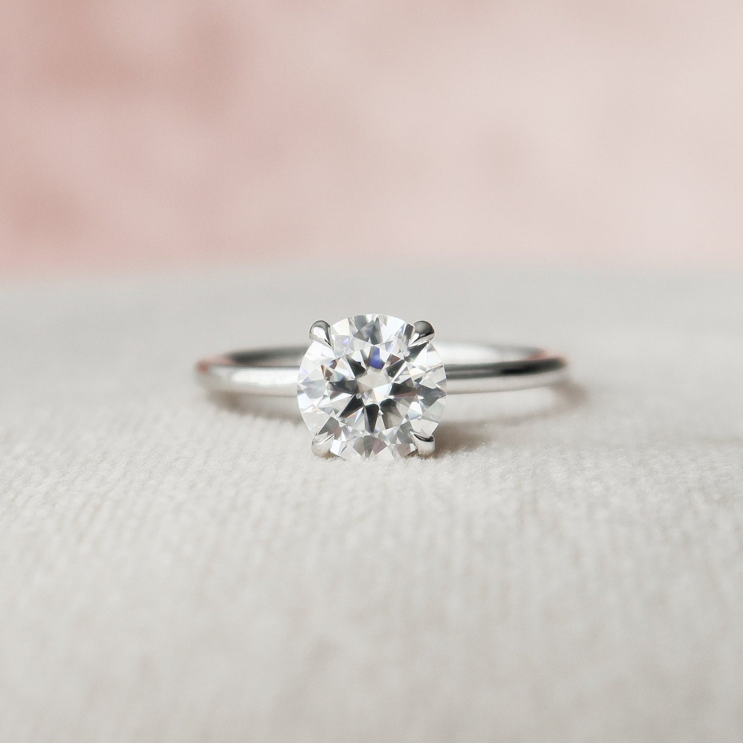 Solitaire Hidden Halo Round Cut Moissanite Engagement Ring