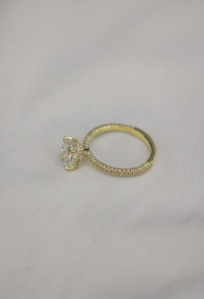 Hidden Halo Cushion Cut Moissanite Engagement Ring