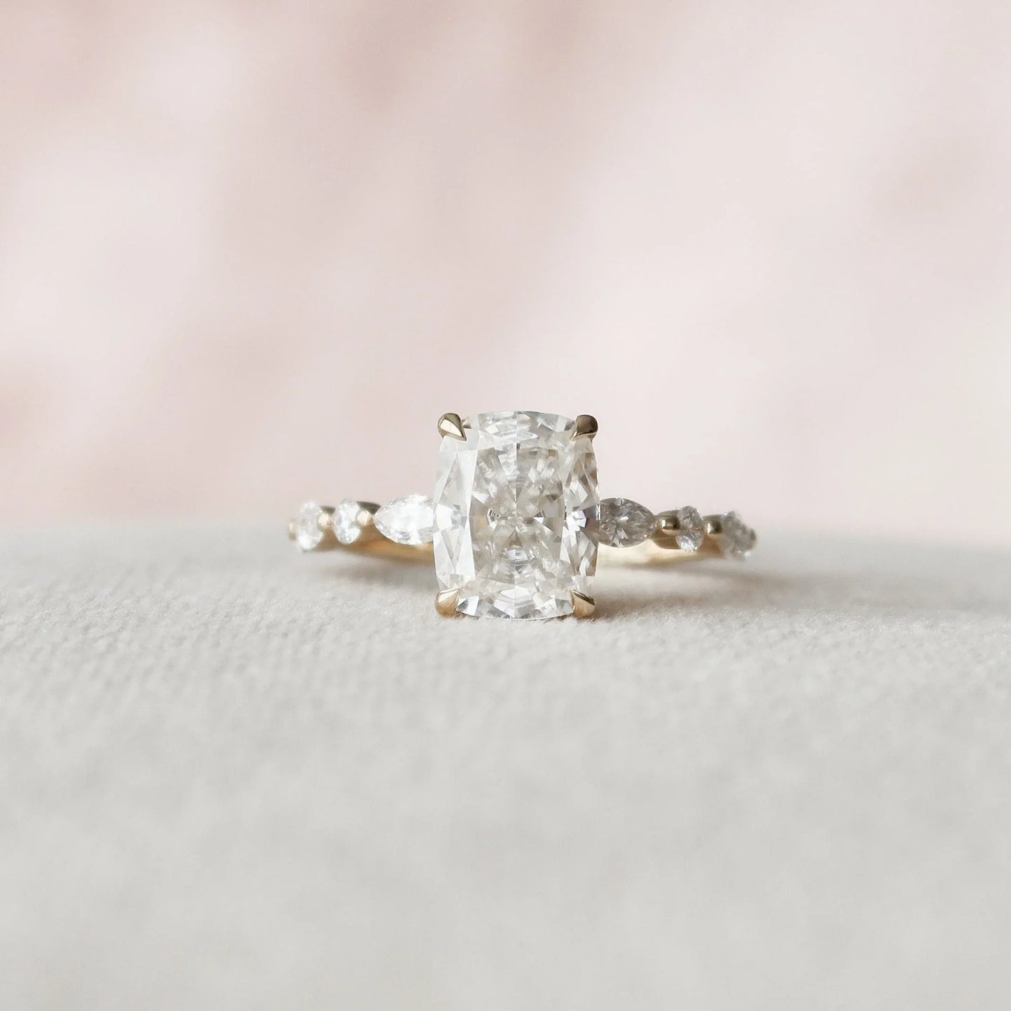 Elongated Cushion Cut Moissanite Promise Anniversary Ring