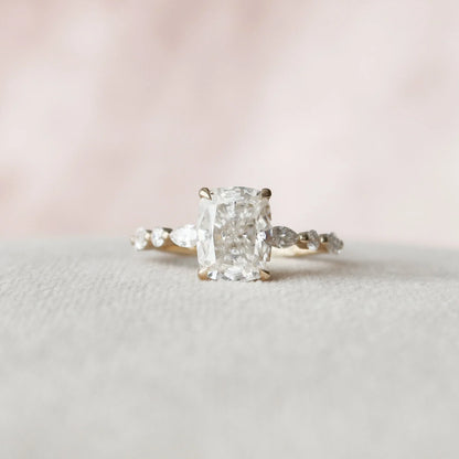 Elongated Cushion Cut Moissanite Promise Anniversary Ring