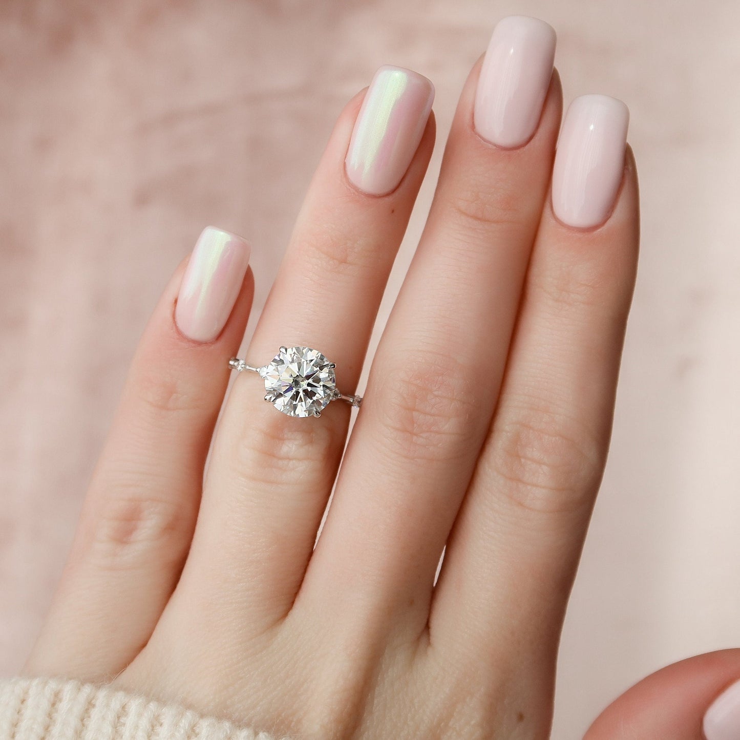 Solitaire Round Cut Moissanite Anniversary Ring