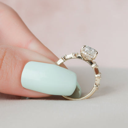 Solitaire Hidden Halo Pear Cut Moissanite Ring