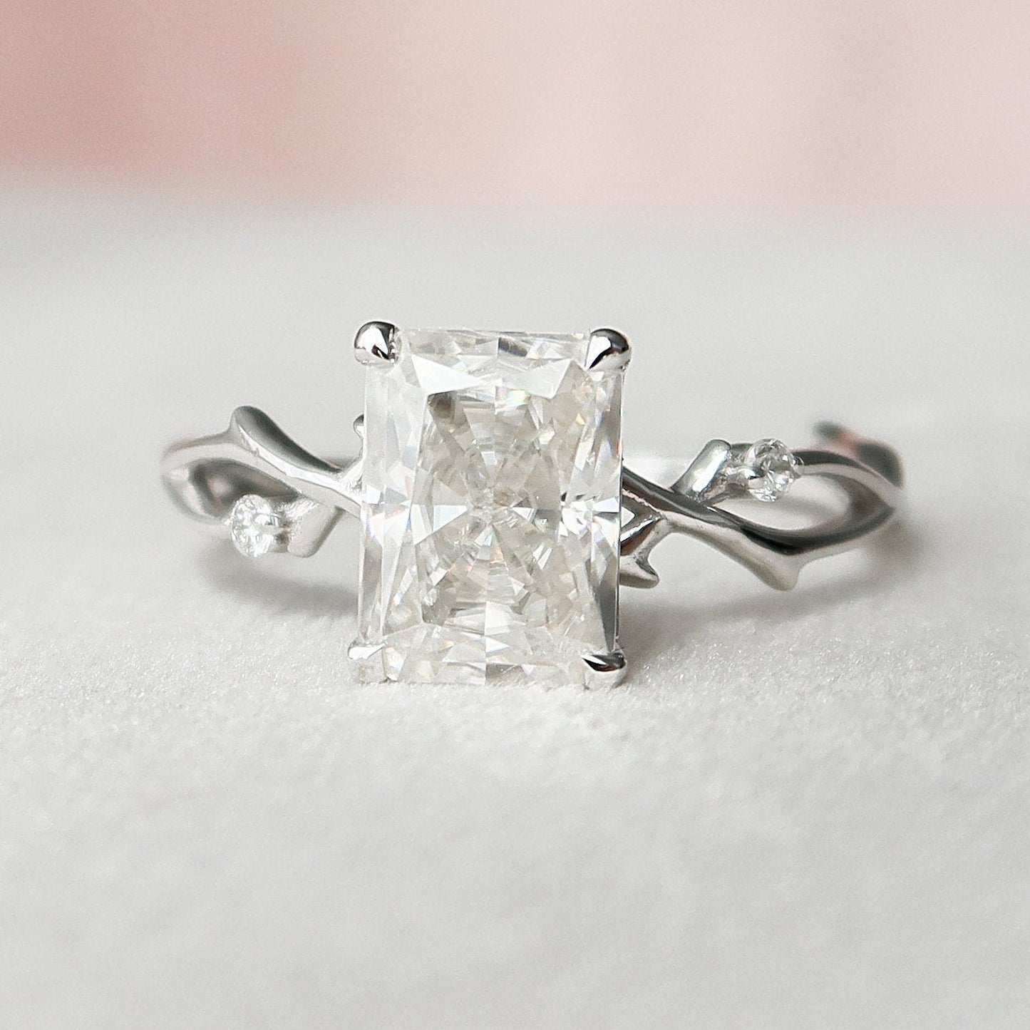 Stunning Twig Radiant Cut Moissanite Anniversary Ring For You