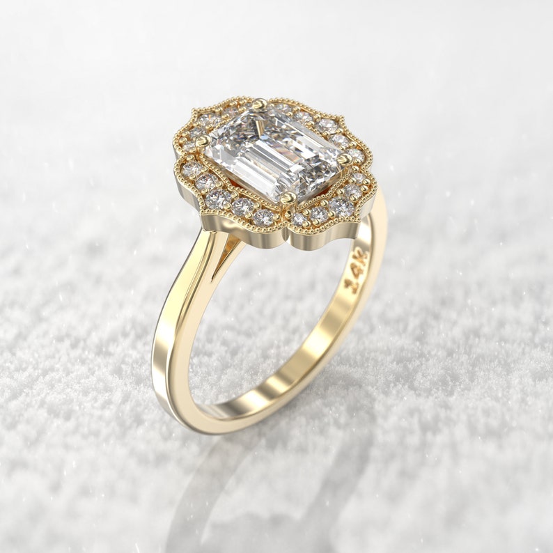 Most Stunning Emerald Cut Moissanite Engagement Ring For Her