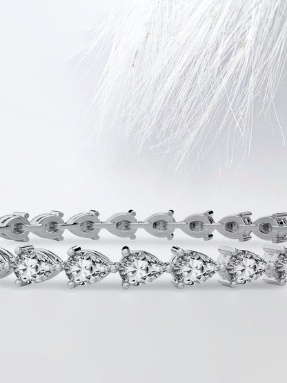 Stunning Pear Cut Moissanite Tennis Anniversary Bracelet For Her