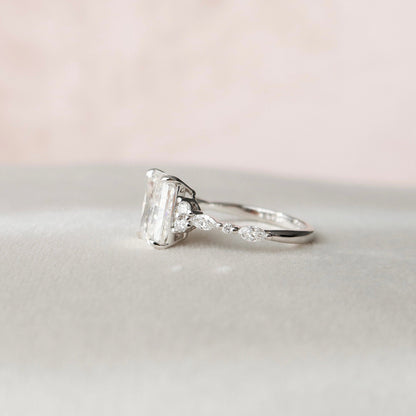 Cluster Radiant Cut Moissanite Engagement Ring For Her