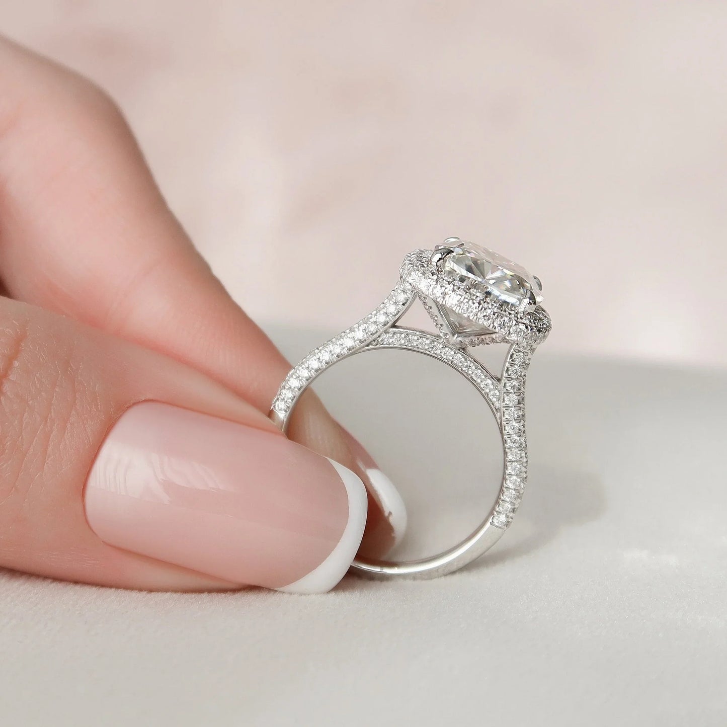 Halo Cushion Cut Moissanite Anniversary Ring For Her