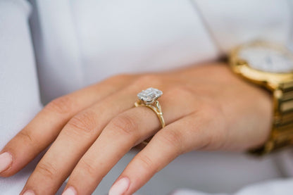 Long Solitaire Emerald Cut Moissanite Engagement Ring For Her