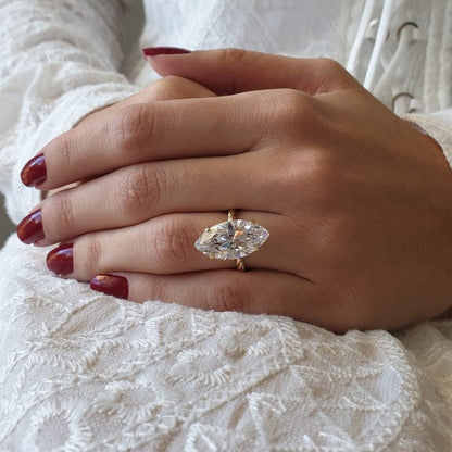 Solitaire Marquise Moissanite Engagement Ring For Her