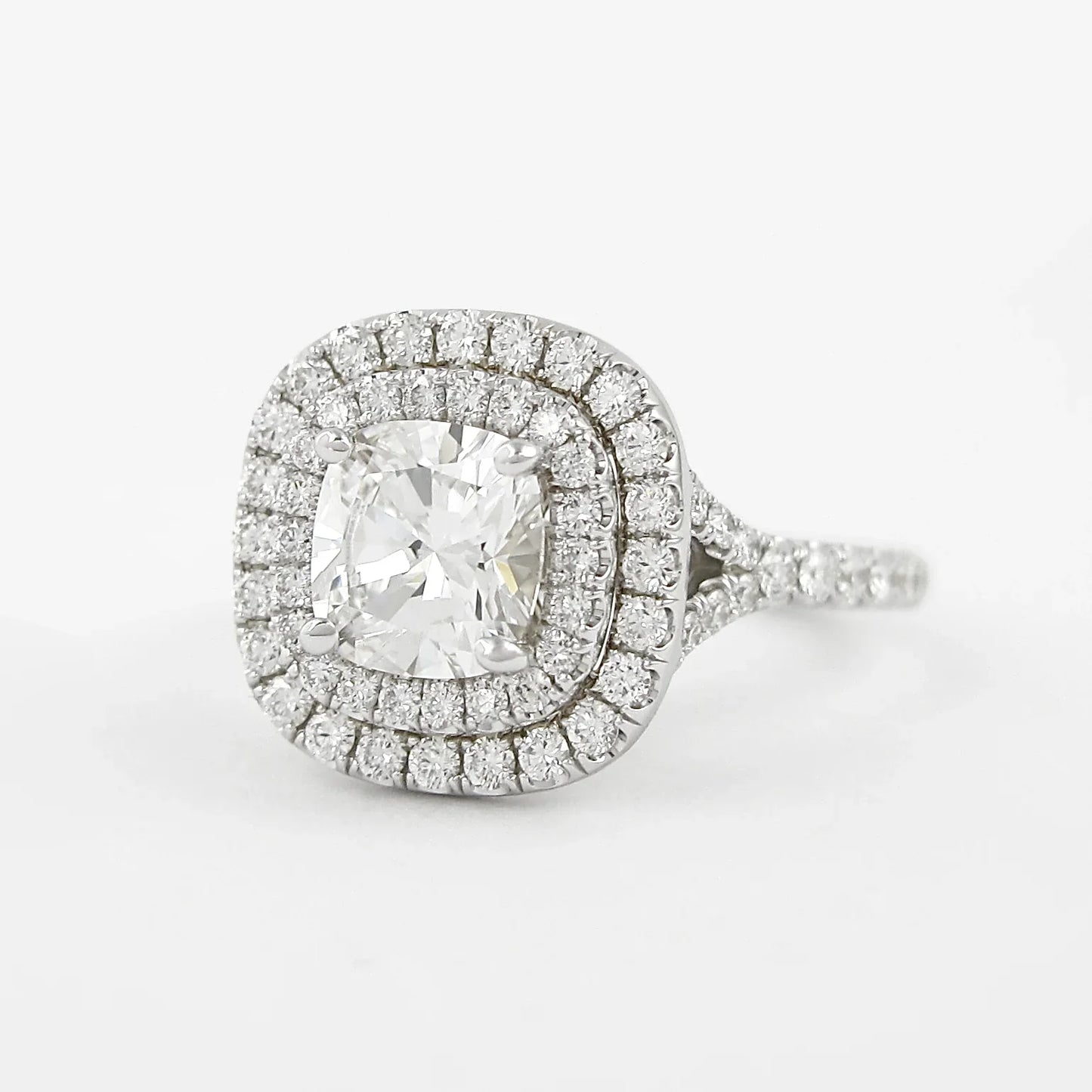 Double Halo Cushion Cut Moissanite Split Bridesmaid Gift For Her