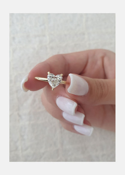 Solitaire Heart Cut Moissanite Engagement Ring For Her