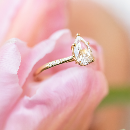 Pave Set Pear Cut Moissanite Engagement Ring For HIm