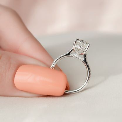 Hidden Halo Oval Cut Moissanite Wedding Band For Her Wify