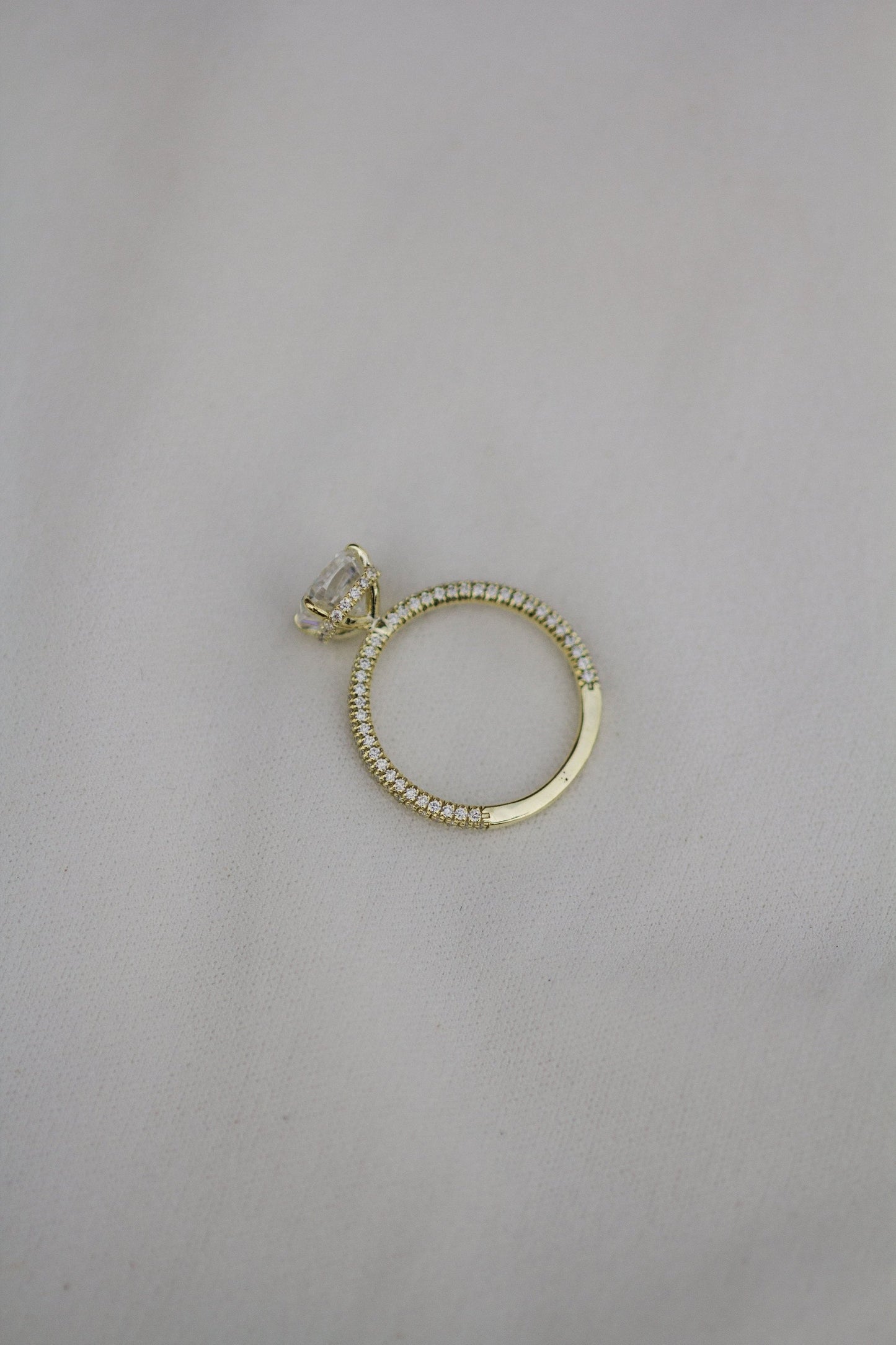 Hidden Halo Cushion Cut Moissanite Engagement Ring