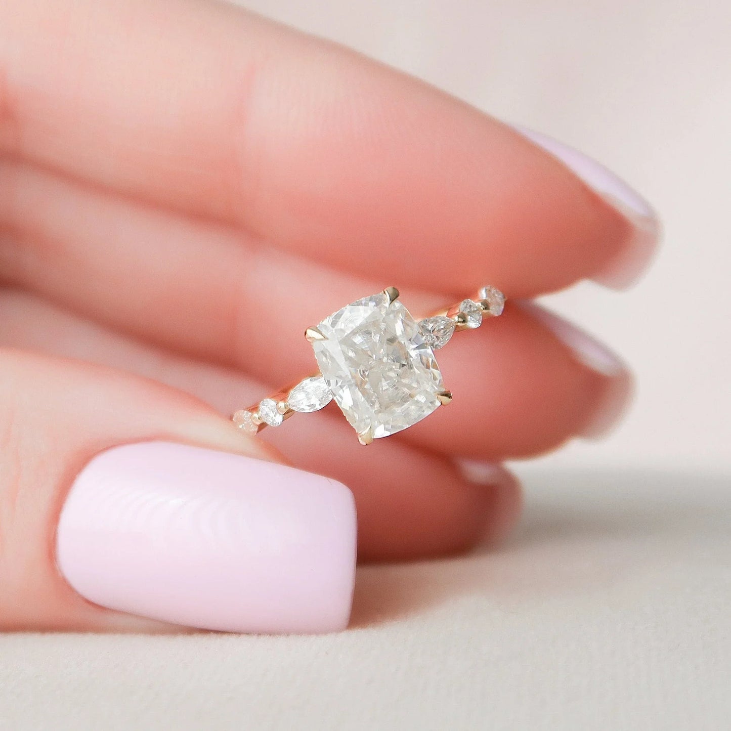 Elongated Cushion Cut Moissanite Promise Anniversary Ring