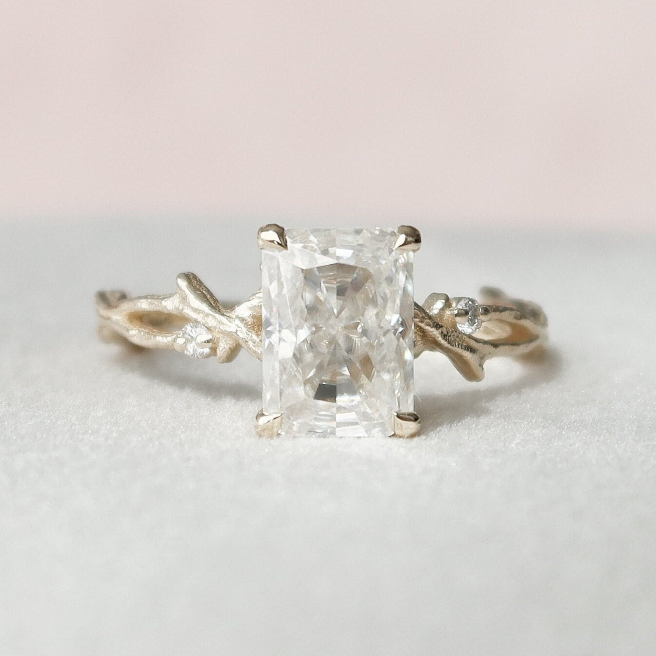 Stunning Twig Radiant Cut Moissanite Anniversary Ring For You
