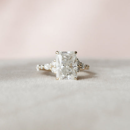 Cluster Radiant Cut Moissanite Engagement Ring For Her