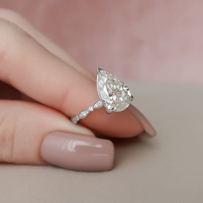 Stunning Pear Cut Moissanite Engagement Ring Gift For Her