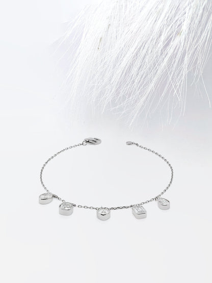 Mix Shape Moissanite Bezel Set Anniversary Bracelet For Her