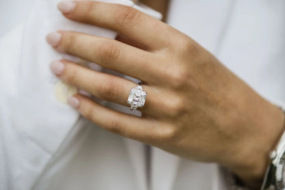 Three Stone Asscher Cut Moissanite Anniversary Ring For Him