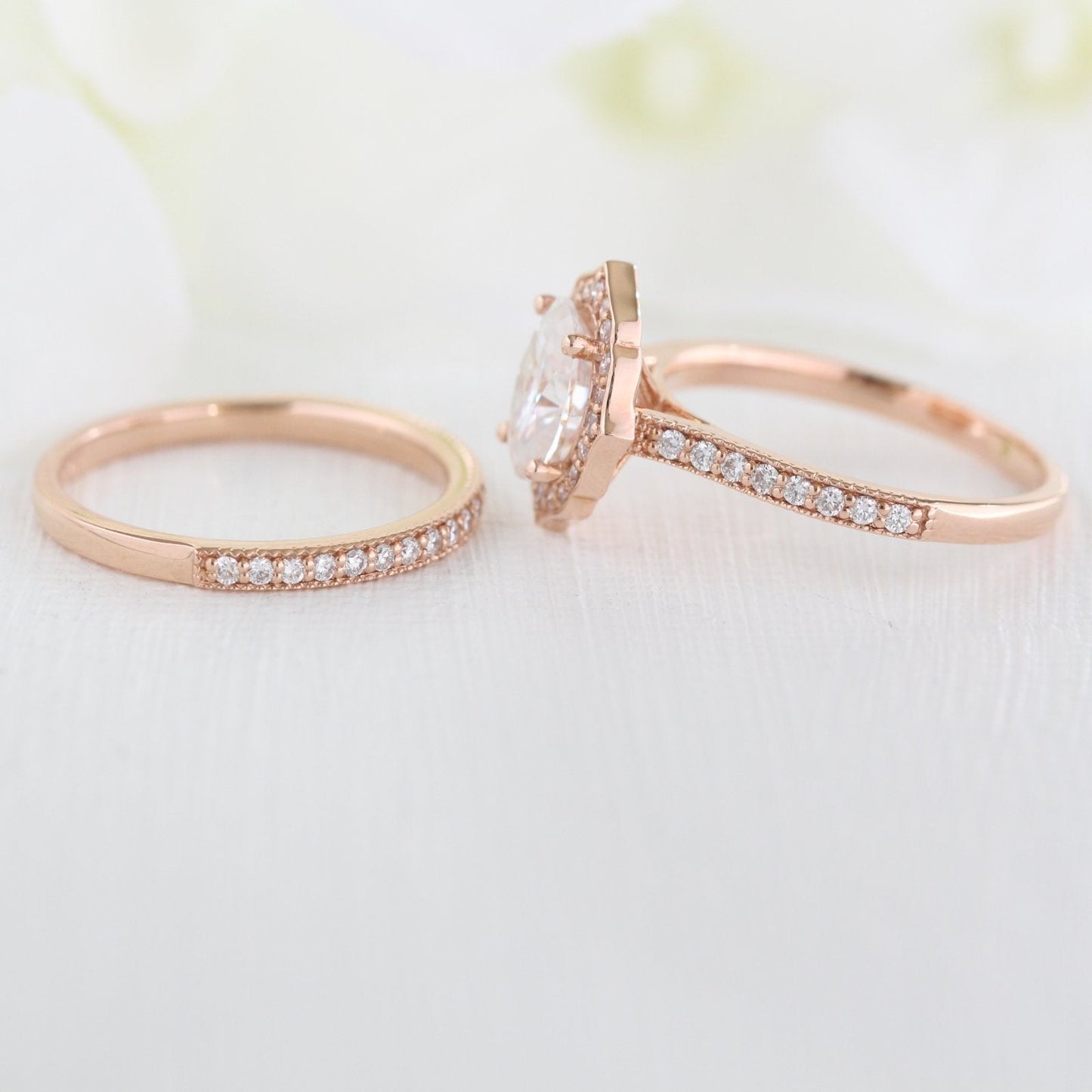 Halo Oval Cut Bridal Set Moissanite Engagement Ring For Her