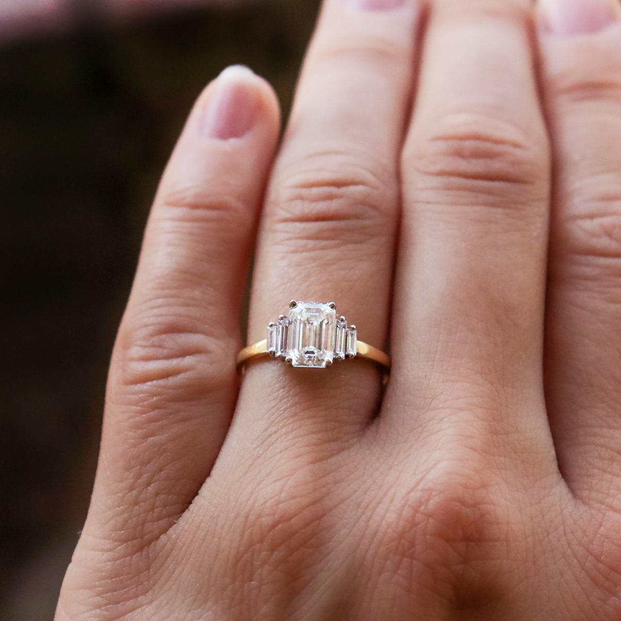 Unique Multi-Stone Emerald Cut Moissanite Engagment Ring For Her - JURA JEWEL
