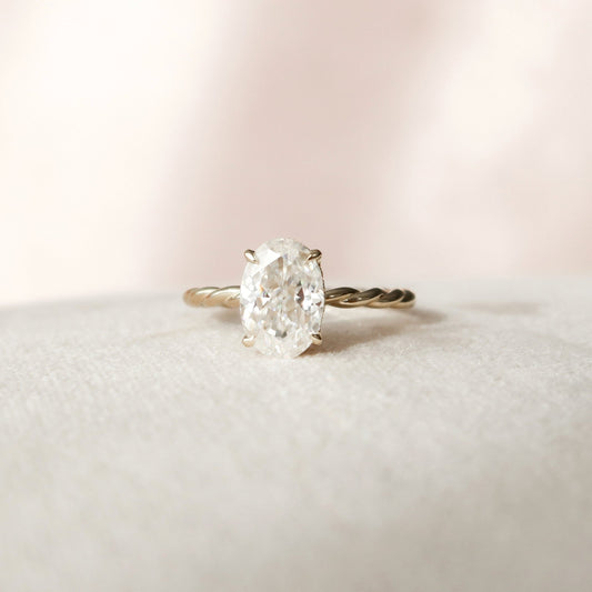 Hidden Halo Oval Cut Moissanite Personalized Ring Gift For Her