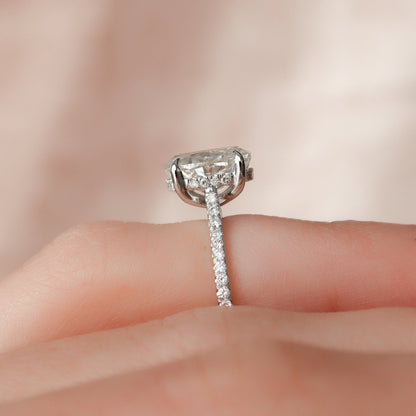 Hidden Halo Oval Cut Moissanite Wedding Band For Her Wify