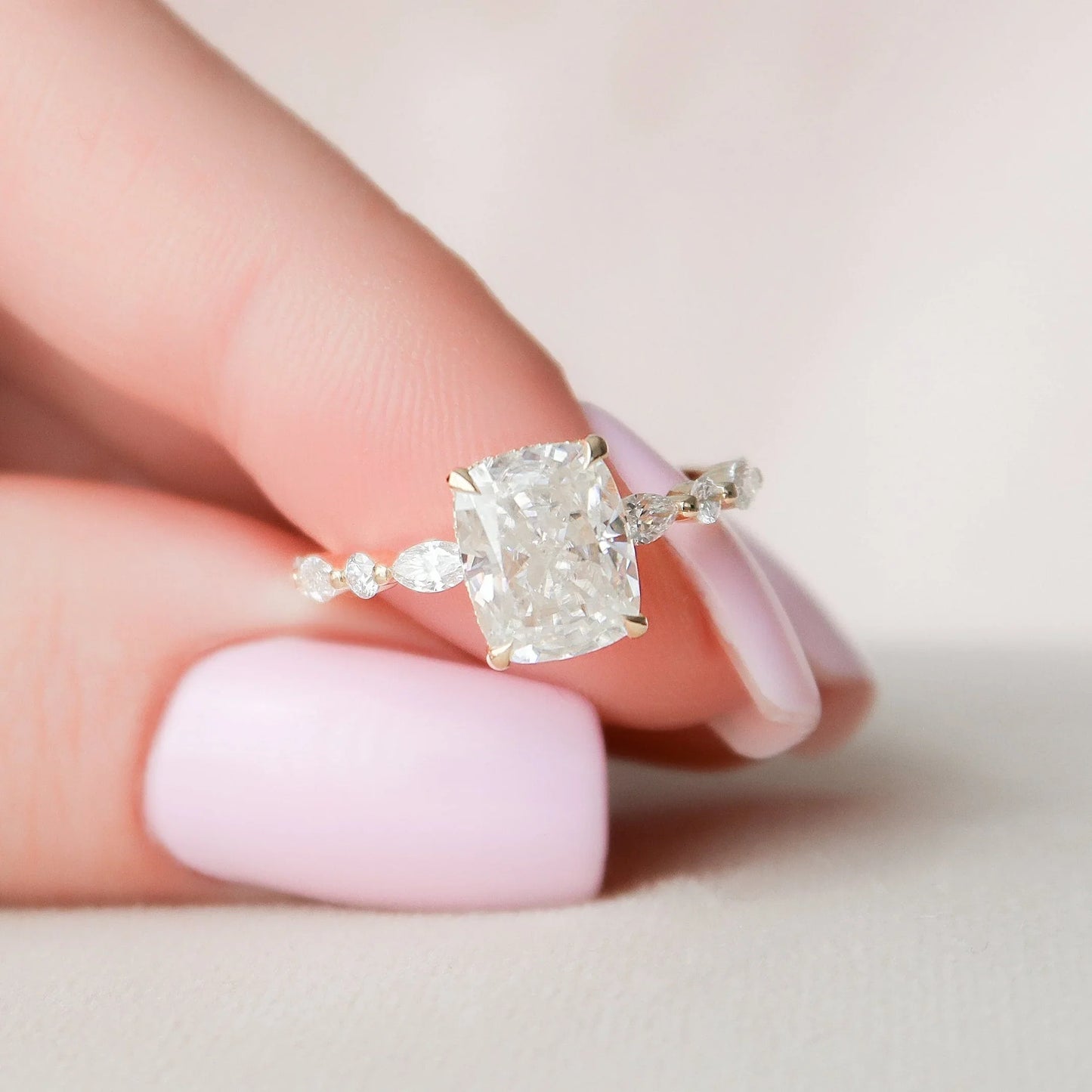 Elongated Cushion Cut Moissanite Promise Anniversary Ring
