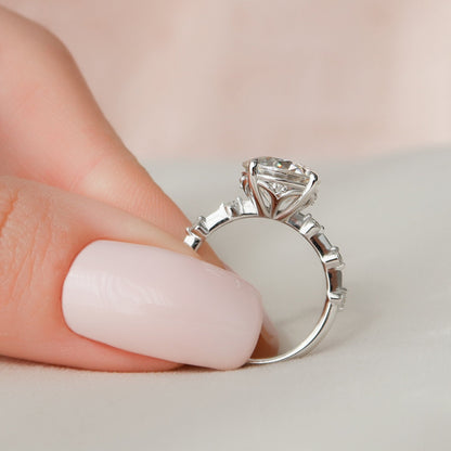 Solitaire Round Cut Moissanite Anniversary Ring