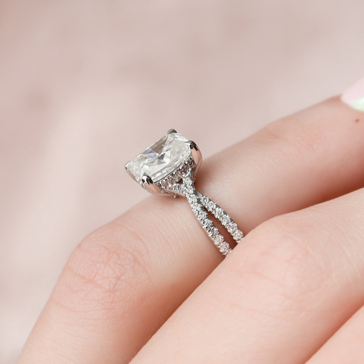 Split Shank Cushion Cut Moissanite Bridesmaid Gift For Women's