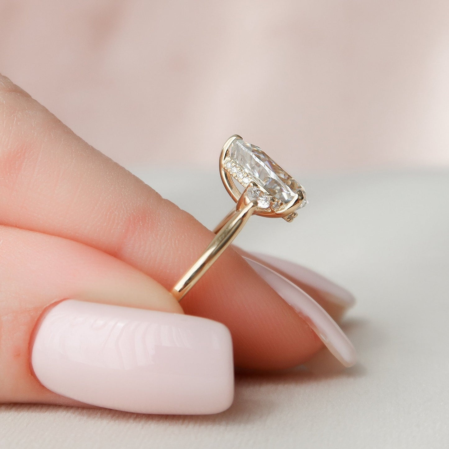 Three Stone Pear Cut Moissanite Bridesmaid Gift For Her