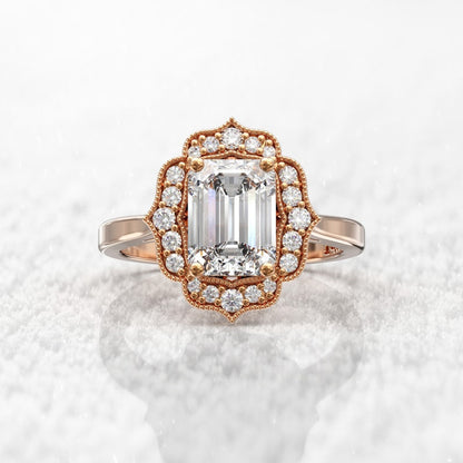 Most Stunning Emerald Cut Moissanite Engagement Ring For Her