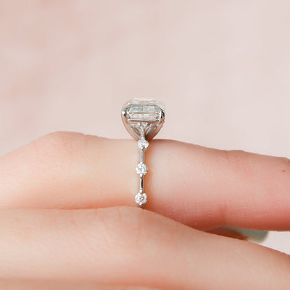 East-West Emerald Cut Moissanite Anniversary Ring For Her